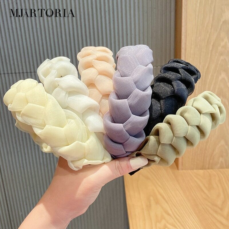 MJartoria New Twist Braided Headband Retro Solid Hair Band Women Summer Headwear Fashion Accessories