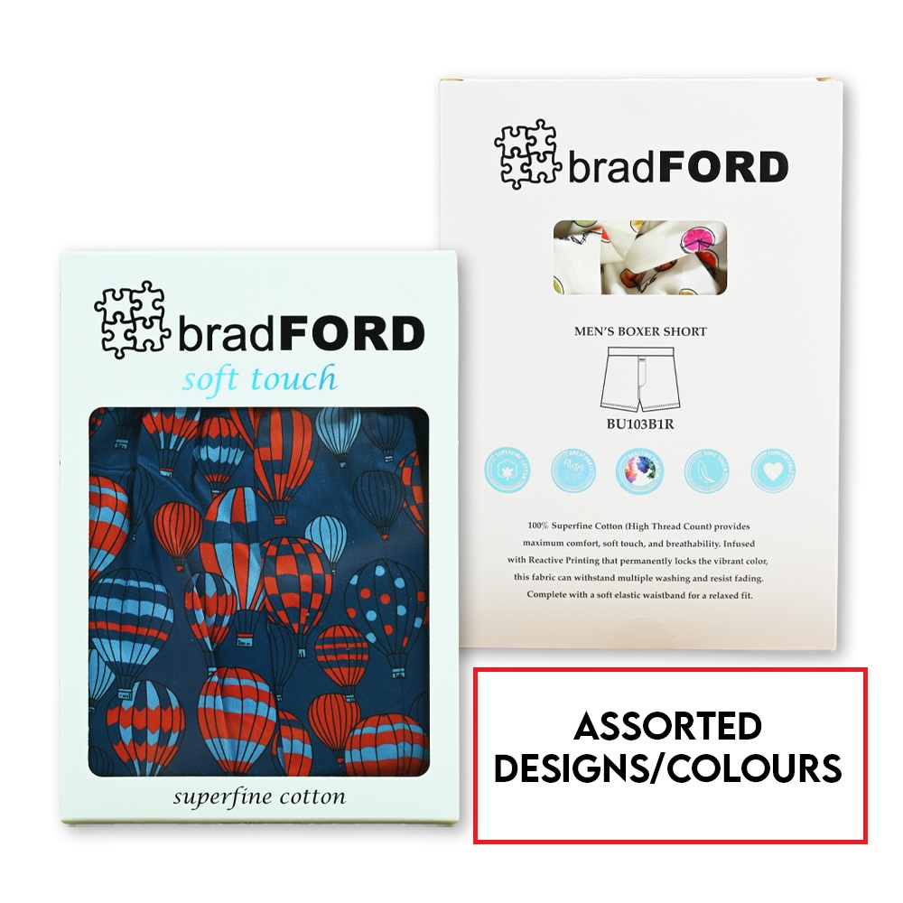 bradFORD - 1 Piece Pack 100% Superfine Cotton Woven Boxer
